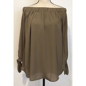 Wishlist Green Off Shoulder Blouse Tie Sleeve Flowy Boho Top Size Medium